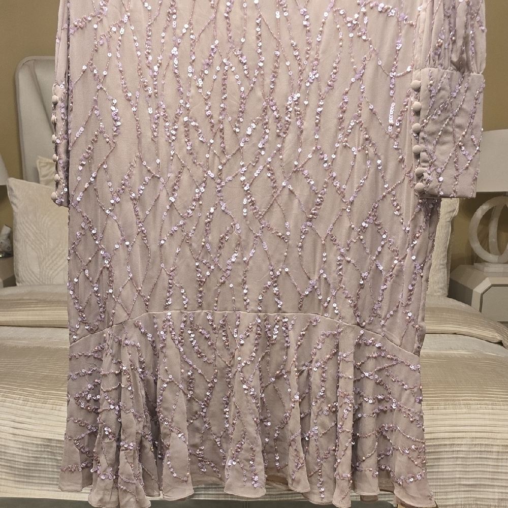 Mac Duggal Lavender Sequin Long Sleeve Dress - Picture 6 of 15